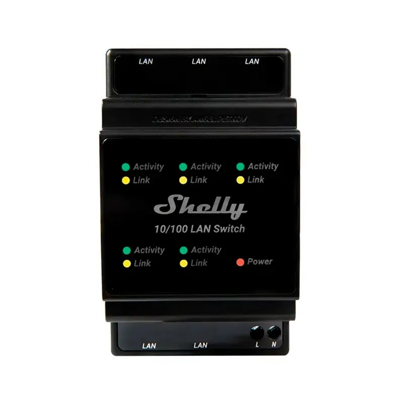 Módulo de Automação Shelly DIN Rail LAN Switch 5 Portas RJ45