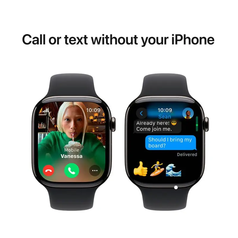 Apple Watch Series 10 GPS + Cellular 46mm Titânio Ardósia c/ Bracelete Desportiva Preta M/L