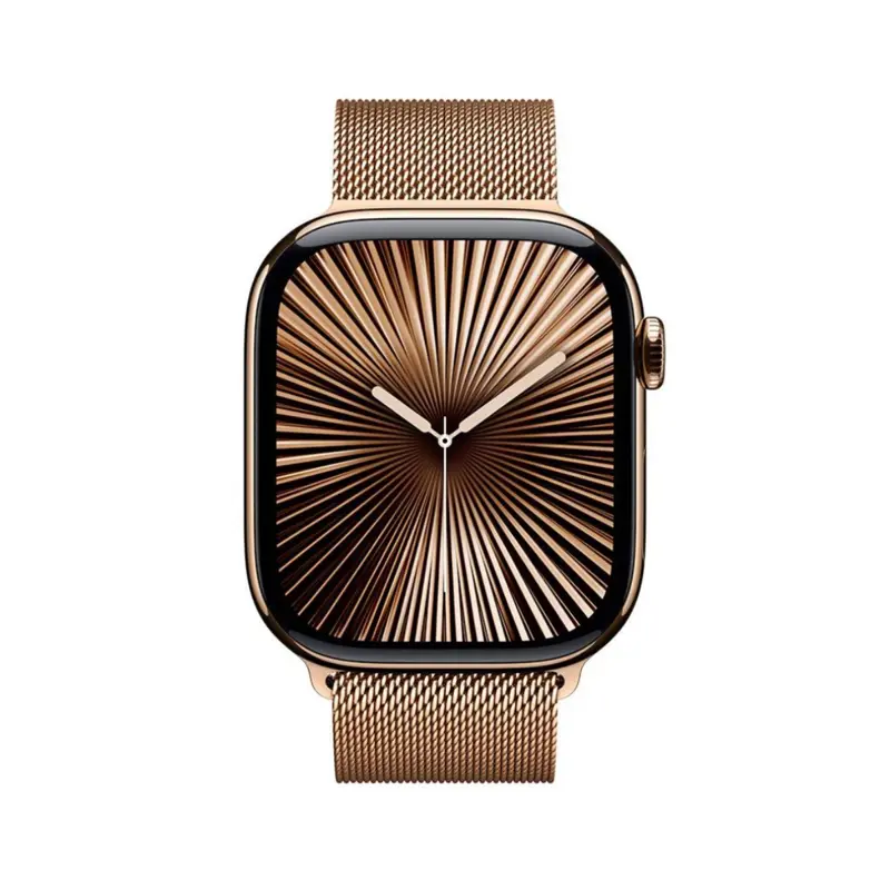 Apple Watch Series 10 GPS + Cellular 46mm Titânio Dourado c/ Bracelete Loop Milanesa Dourada M/L