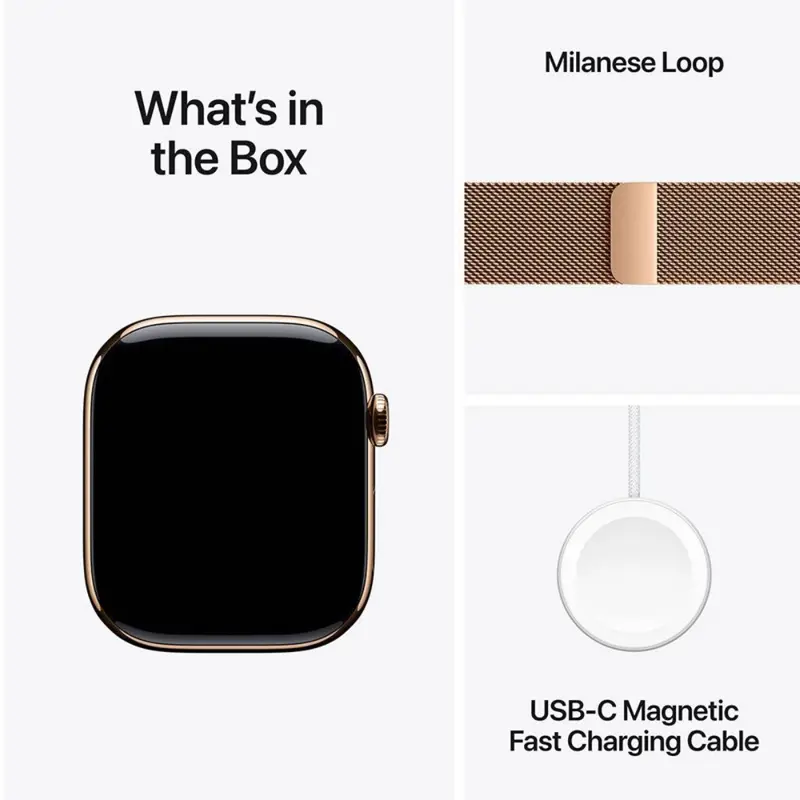 Apple Watch Series 10 GPS + Cellular 46mm Titânio Dourado c/ Bracelete Loop Milanesa Dourada M/L