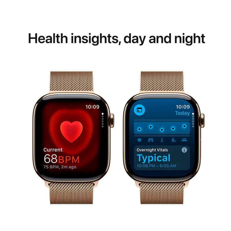 Apple Watch Series 10 GPS + Cellular 46mm Titânio Dourado c/ Bracelete Loop Milanesa Dourada M/L