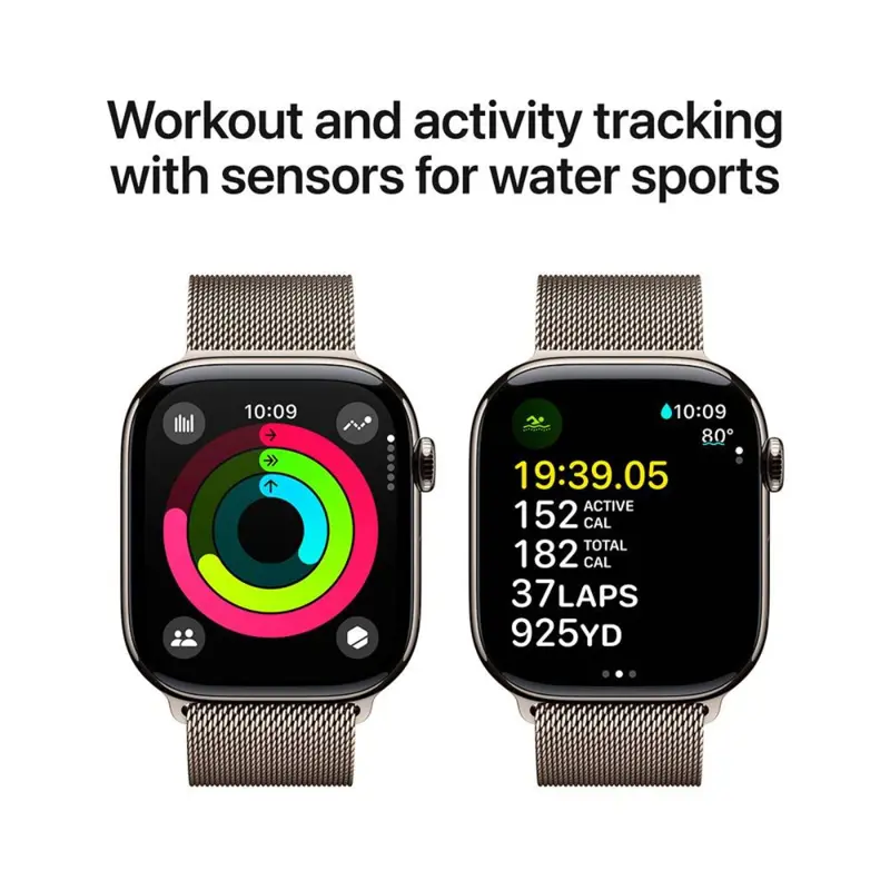 Apple Watch Series 10 GPS + Cellular 46mm Titânio Natural c/ Bracelete Loop Milanesa Natural M/L