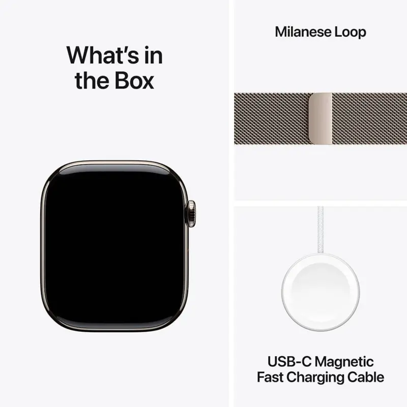 Apple Watch Series 10 GPS + Cellular 46mm Titânio Natural c/ Bracelete Loop Milanesa Natural M/L