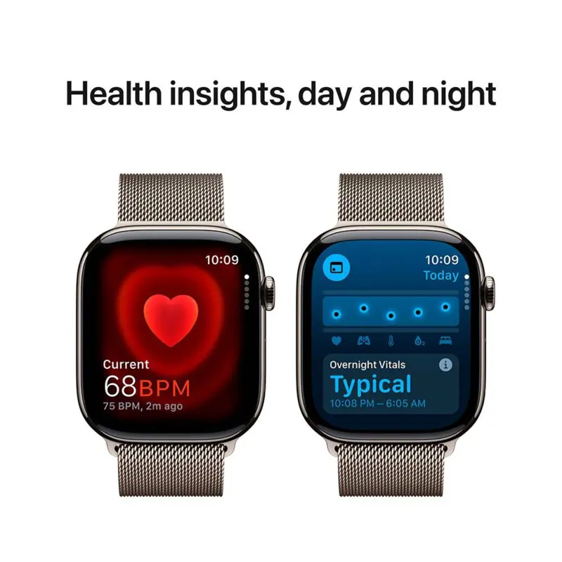 Apple Watch Series 10 GPS + Cellular 46mm Titânio Natural c/ Bracelete Loop Milanesa Natural M/L