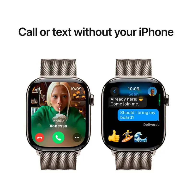 Apple Watch Series 10 GPS + Cellular 46mm Titânio Natural c/ Bracelete Loop Milanesa Natural M/L