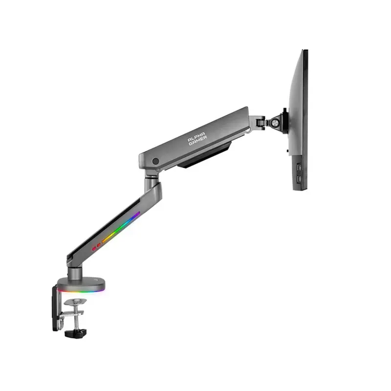 Suporte de Monitor Alpha Gamer Navi Heavy-Duty Single Monitor RGB Cinza