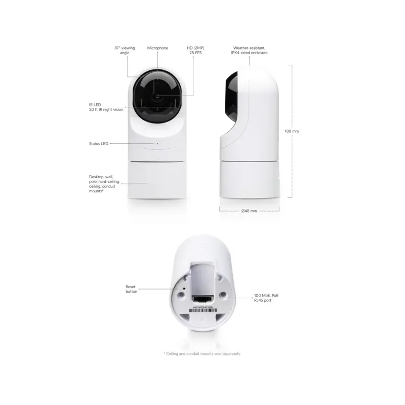 Câmara de Segurança Ubiquiti Unifi G3 Flex Branca Outdoor Indoor UVC-G3-FLEX