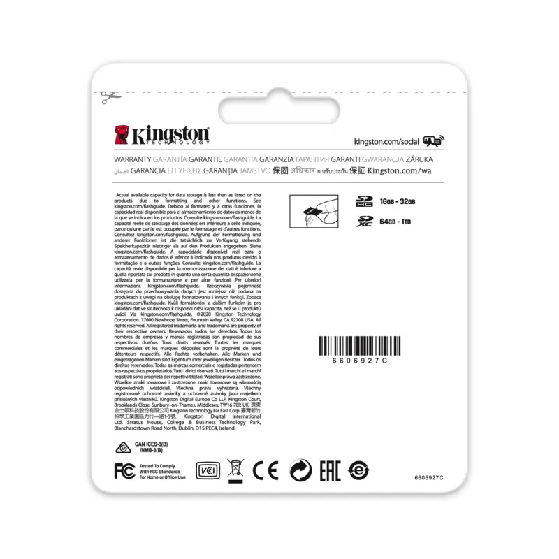 Cartão Memória SD Kingston 64GB Canvas Select Plus C10 100 MB/s