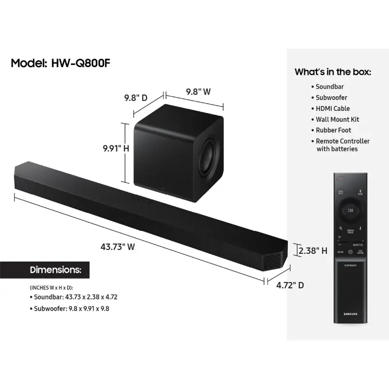 Soundbar Samsung HW-Q800F/ZF 360W Preta