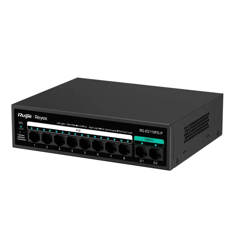 Switch Ruijie RG-ES110FG-P 10 Portas 10/100/1000 Mbps PoE