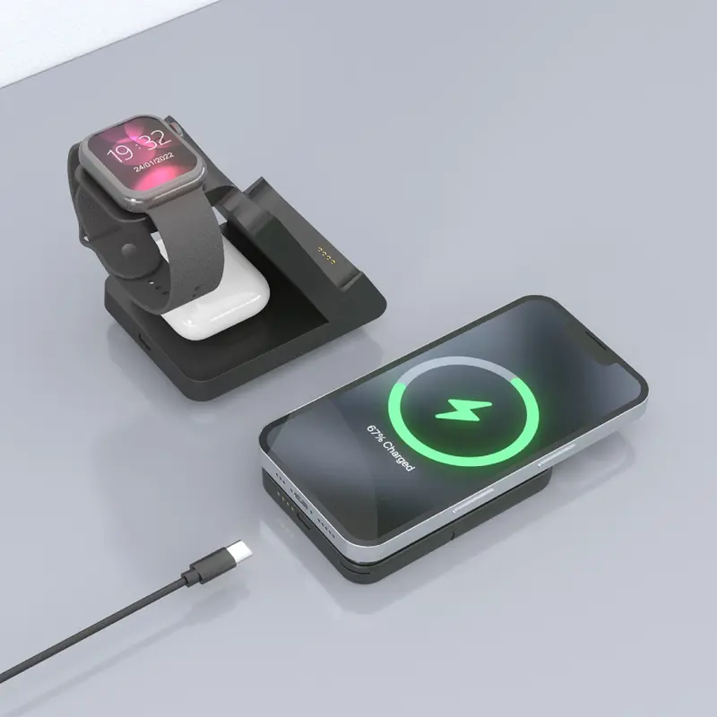 Carregador Wireless Aisens 4-em-1 15W c/ Powerbank Preto