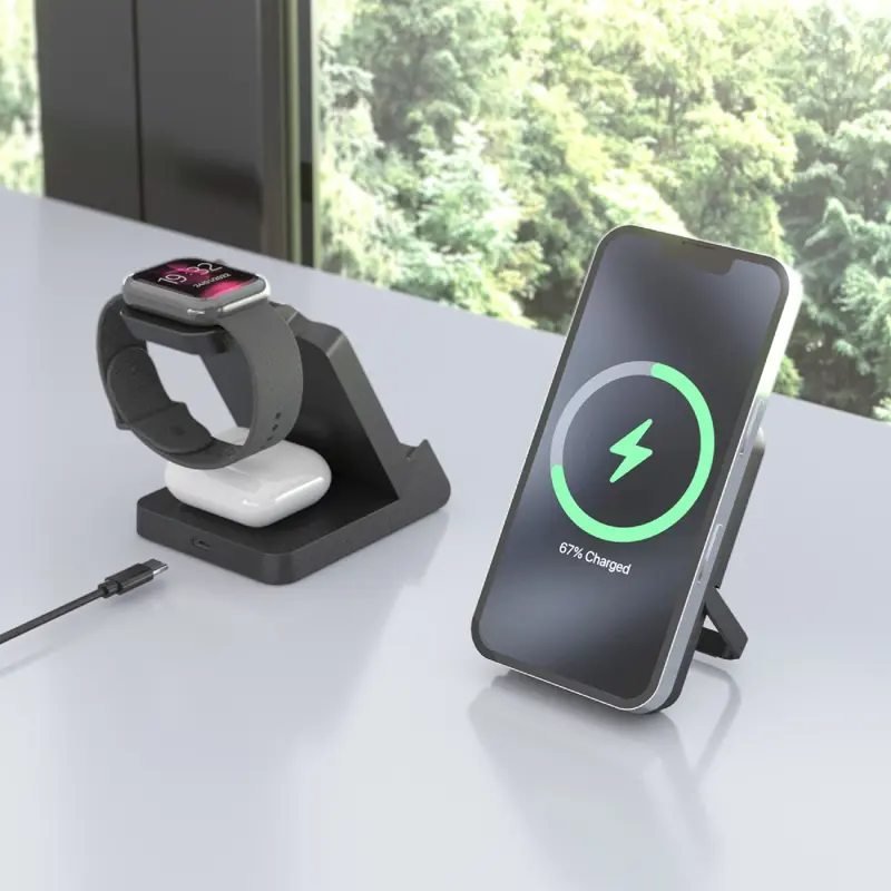 Carregador Wireless Aisens 4-em-1 15W c/ Powerbank Preto