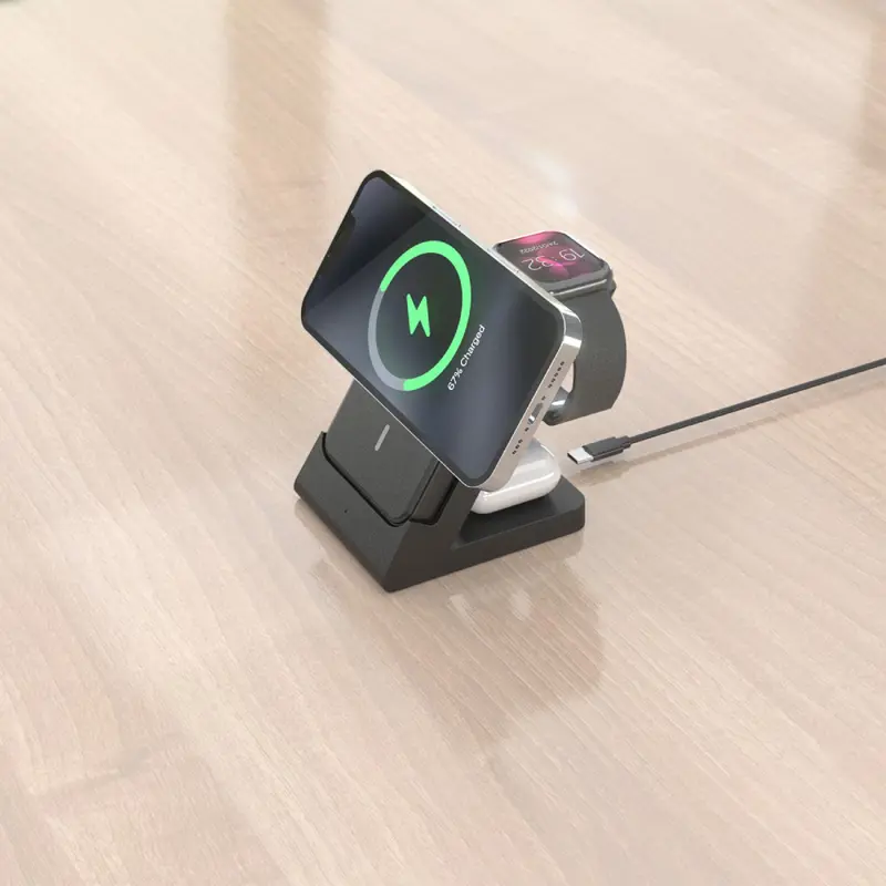 Carregador Wireless Aisens 4-em-1 15W c/ Powerbank Preto