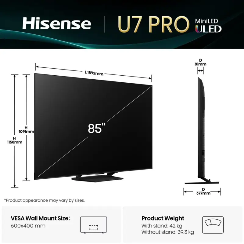 TV Hisense U7Q PRO 85" (2025) ULED X Mini-LED UHD 4K